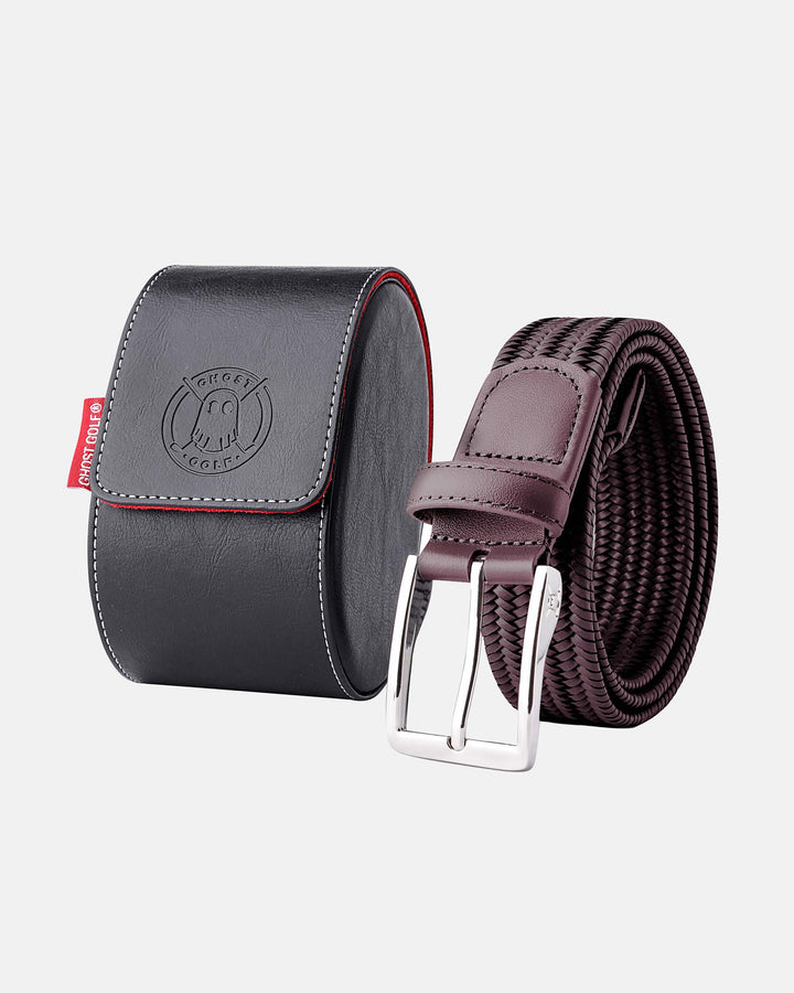 Dark Brown Regenerated Italian Leather Belt with Custom Steel Buckle with Black Box