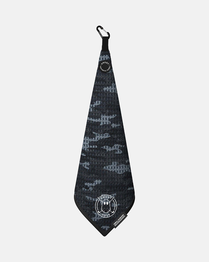 Greenside Towel: Magnet Patch and Carabiner: Color Black Camo