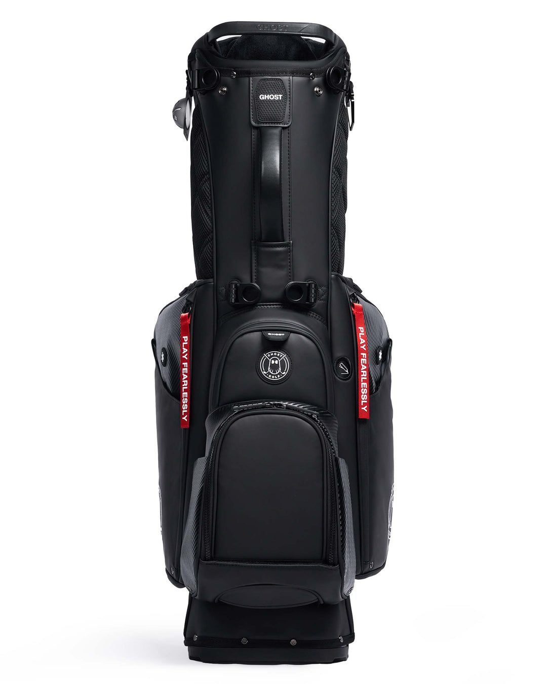 RONIN Black and Carbon Fiber Accents Golf Bag with Red Tags