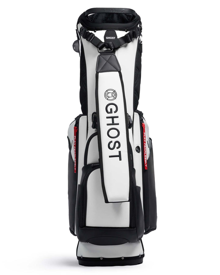 Ghost Golf OREO Black and White Leather Golf Bag with Red Tags