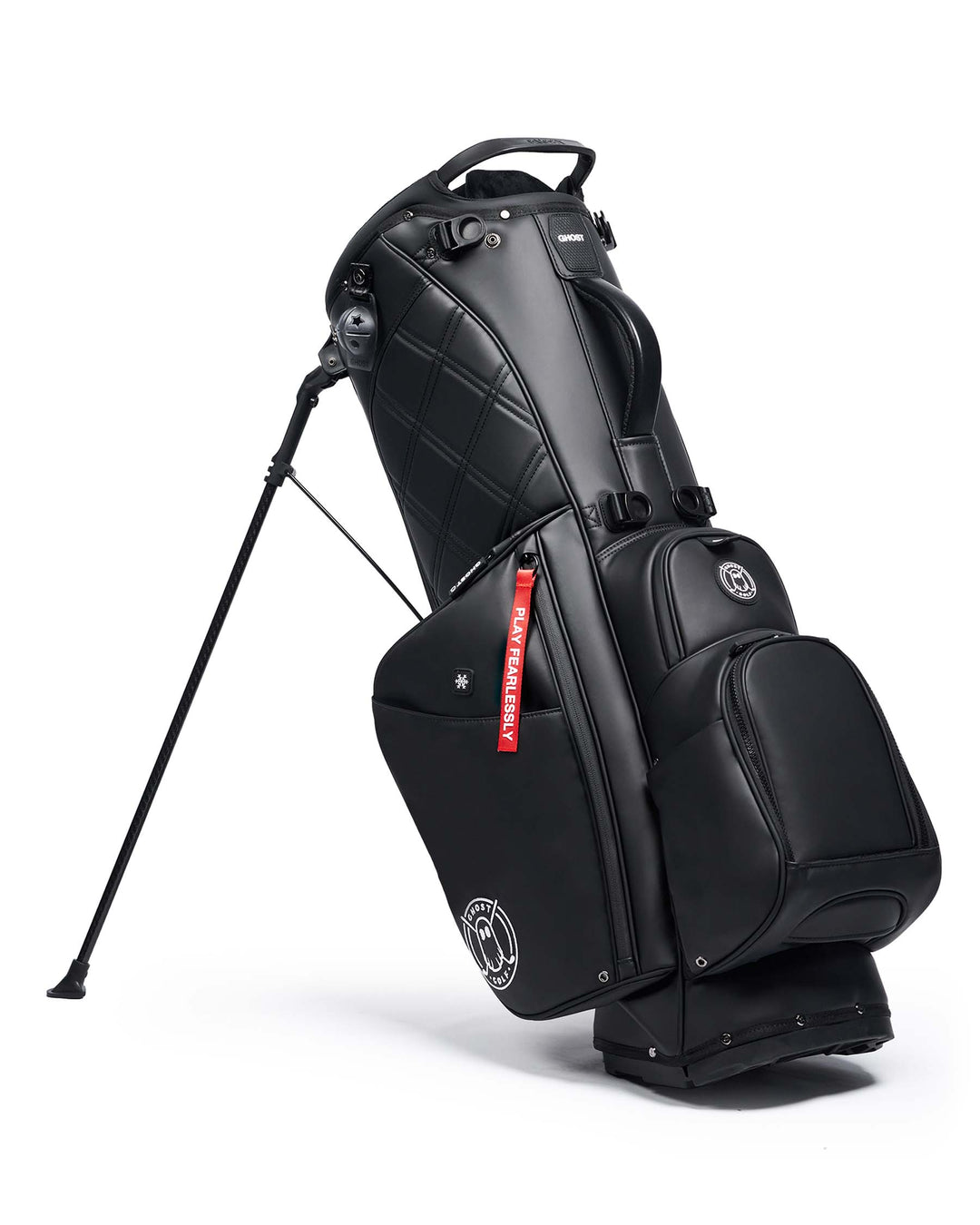 Ghost Golf KATANA Black Leather Golf Bag with Red Tags