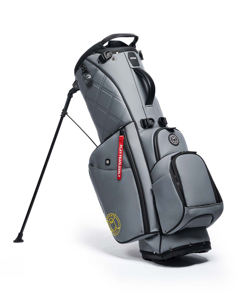 Ghost Golf Maverick Grey Leather Golf Bag with Yellow Logo Stitch