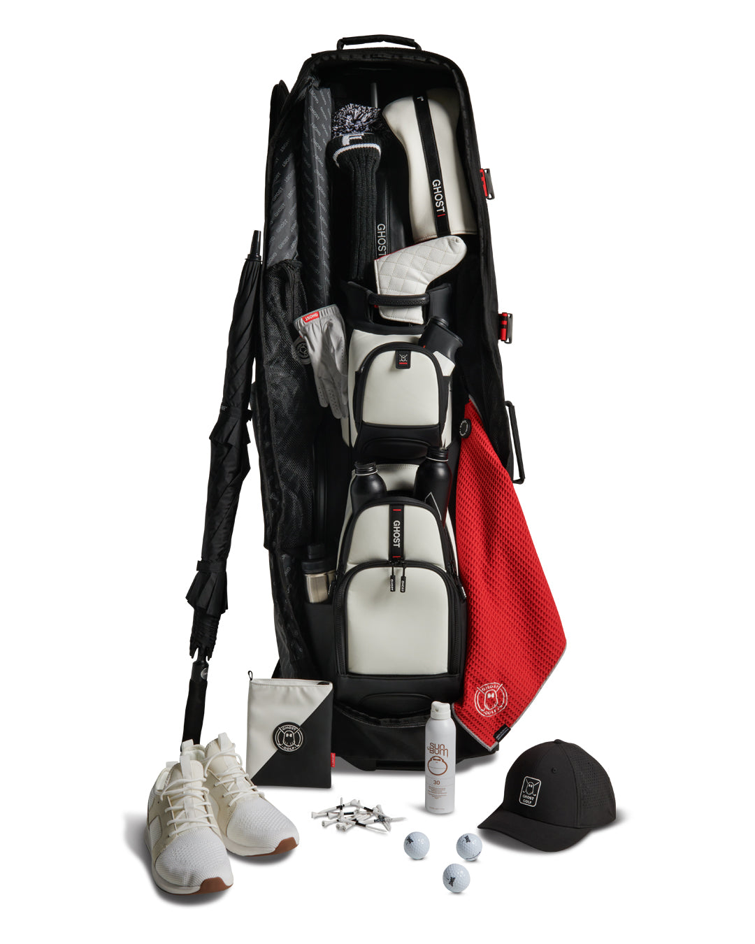 AWOL Travel Bag - With Golf Bag and Accessories #color_grey-strap