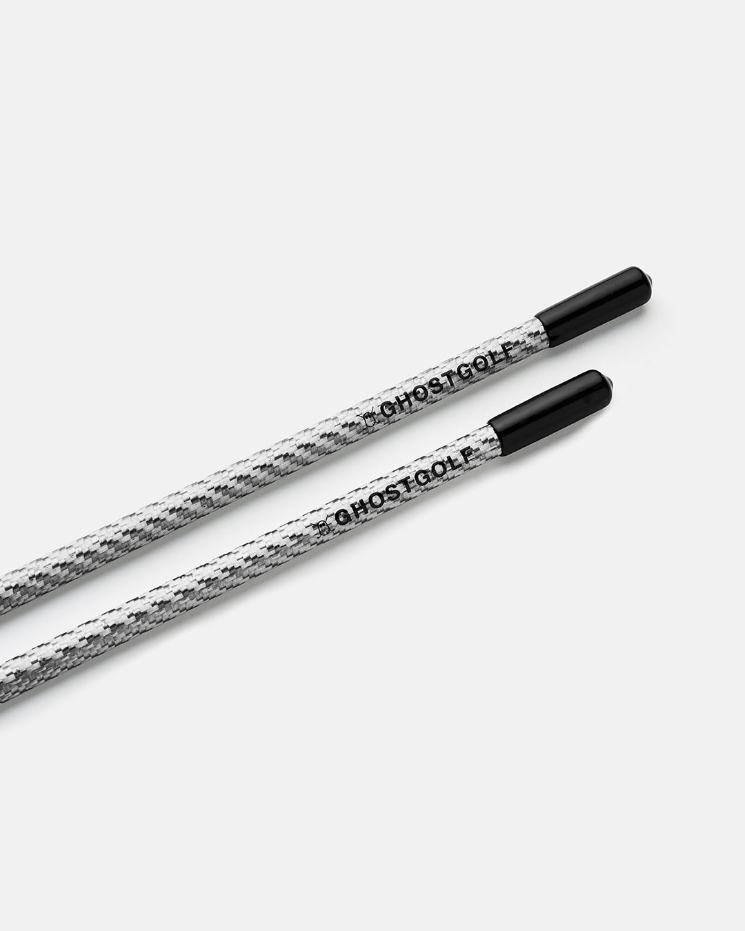 Closeup Product Shot of Silver Alignment Stick with Ghost Golf Logo at the end of the Alignment Stick #color_silver