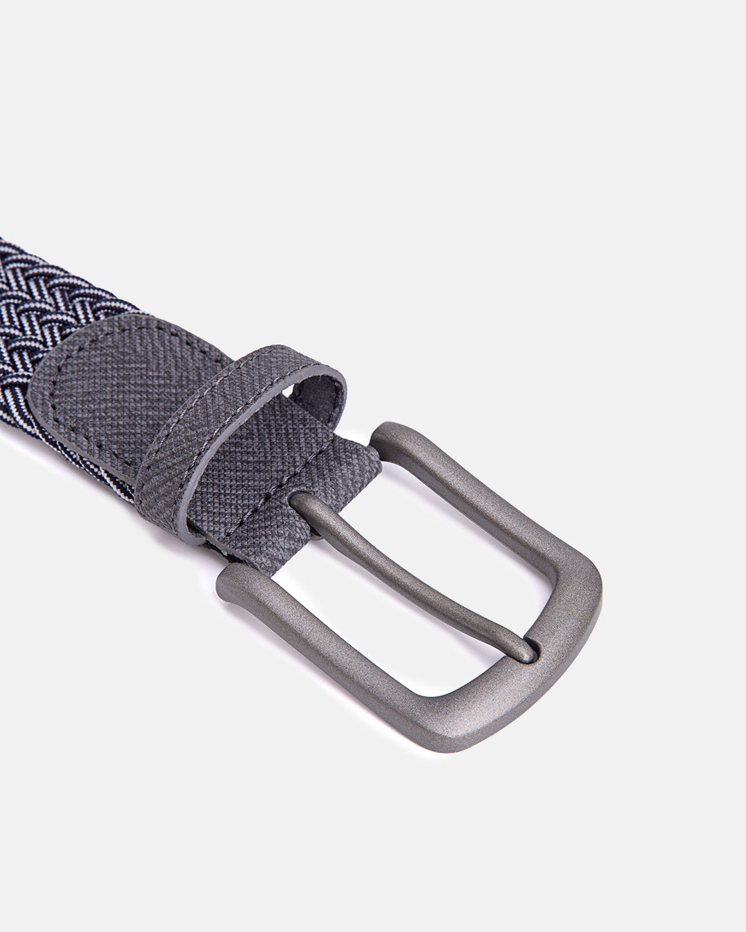 Ghost Golf Bubba Belt Woven Grey and White with Grey Tip Buckle View