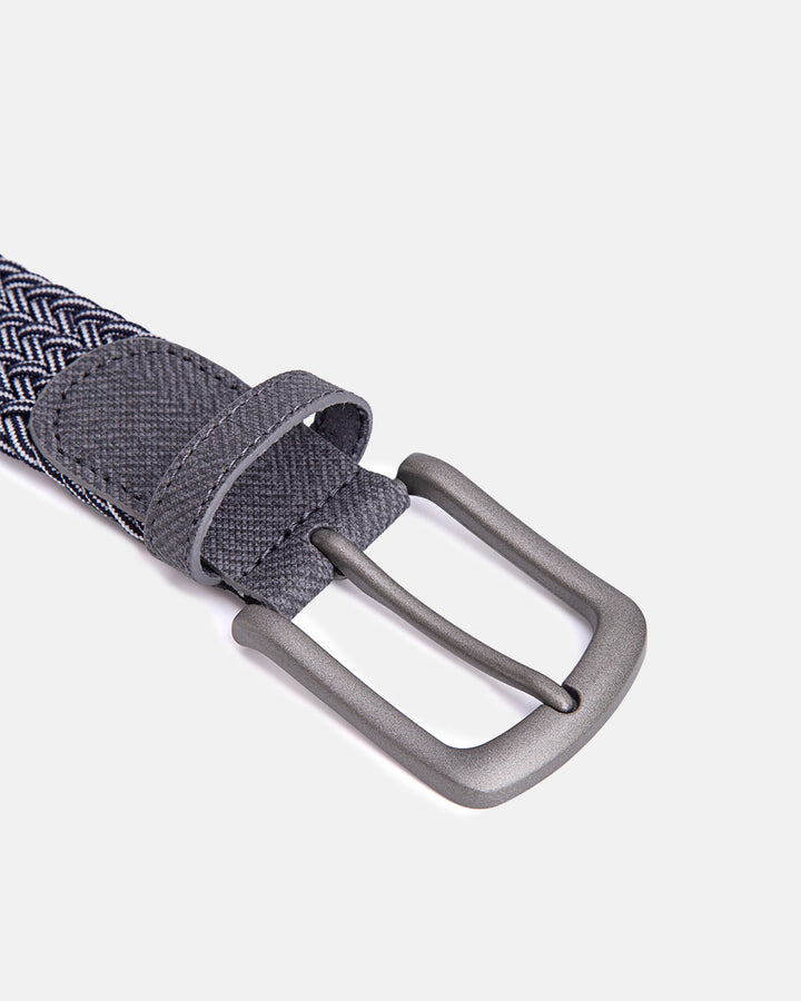 Ghost Golf Bubba Belt Woven Grey and White with Grey Tip Buckle View