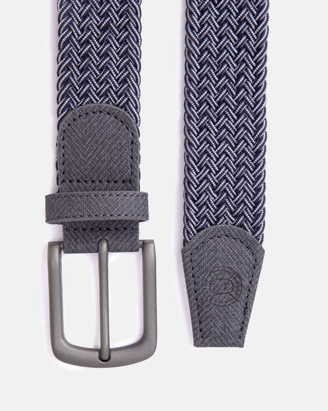 Ghost Golf Bubba Belt Woven Grey and White with Grey Tip Flat View