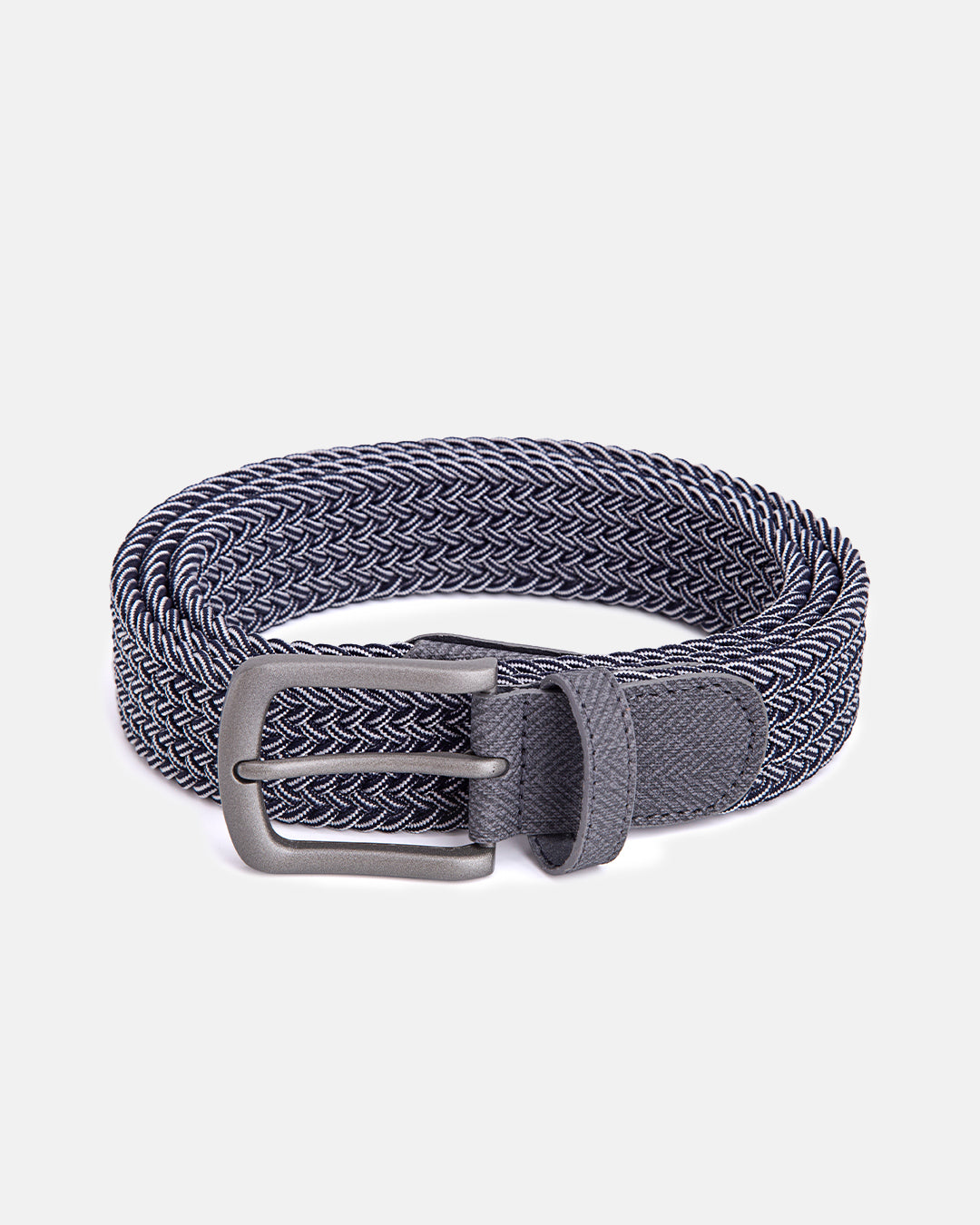 Ghost Golf Bubba Belt Woven Grey and White with Grey Tip Top View