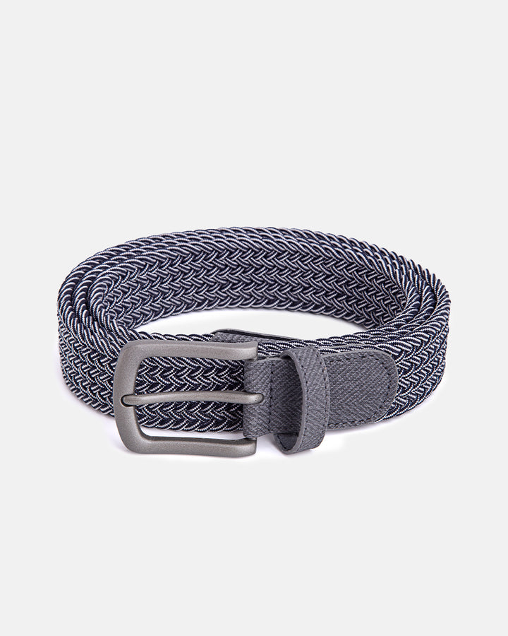 Ghost Golf Bubba Belt Woven Grey and White with Grey Tip Top View