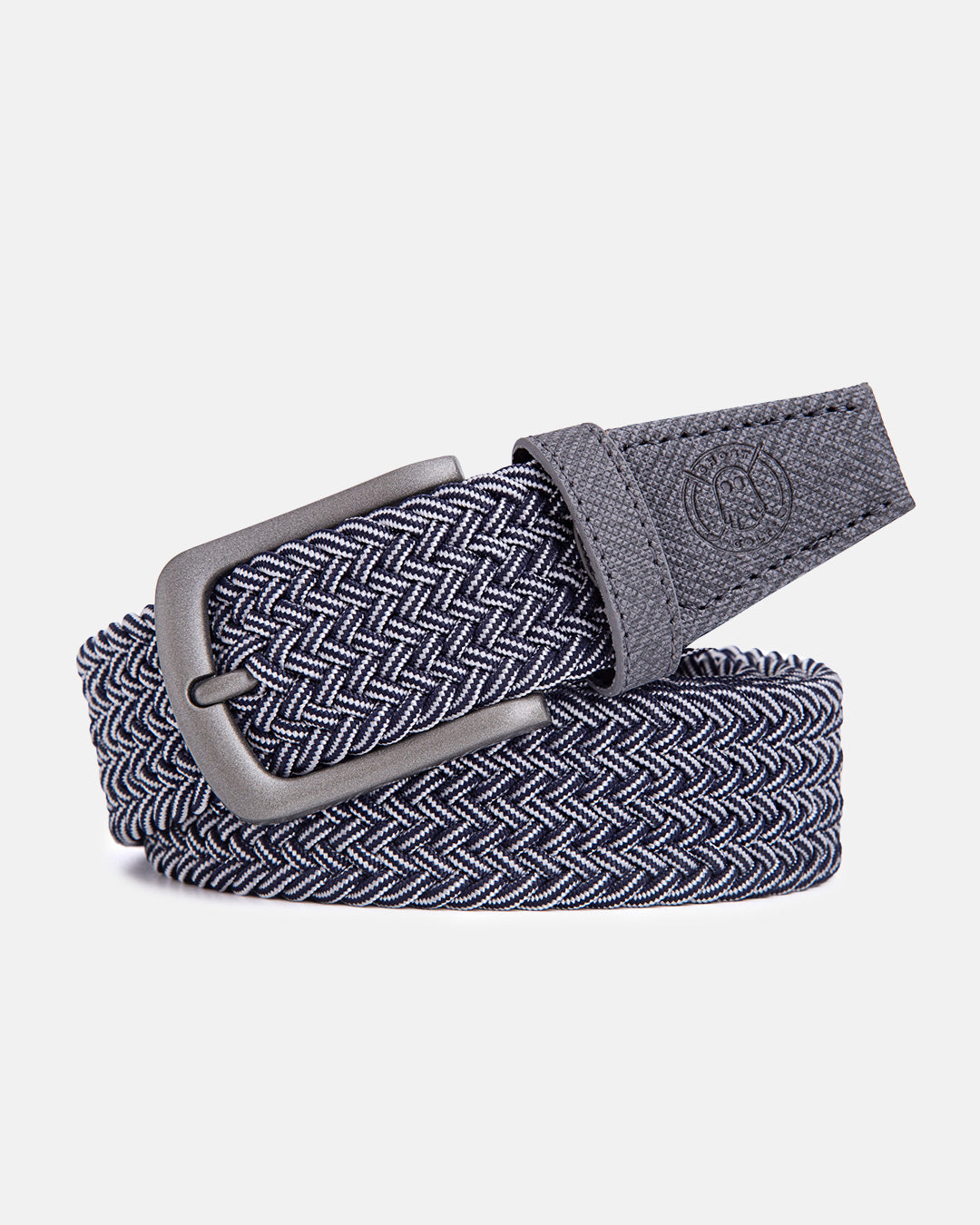 Ghost Golf Bubba Belt Woven Grey and White with Grey Tip Front View