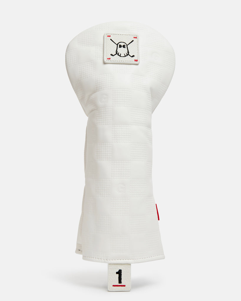 CHECKERED Headcover - White | Premium Full-Grain Leather