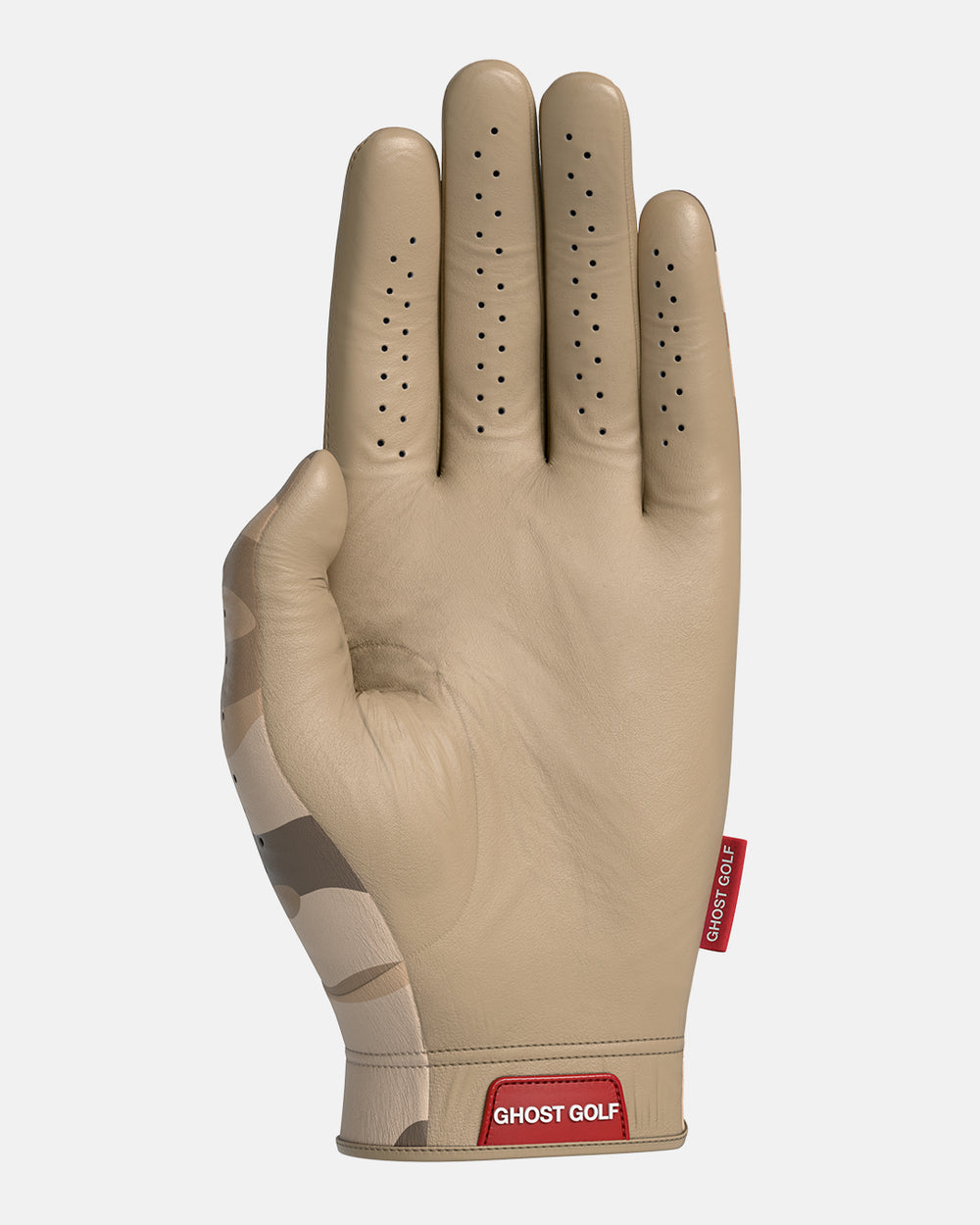 Back Product Shot of Desert Camo Glove with Ghost Emblem Logo at the bottom of Glove #color_desert-camo