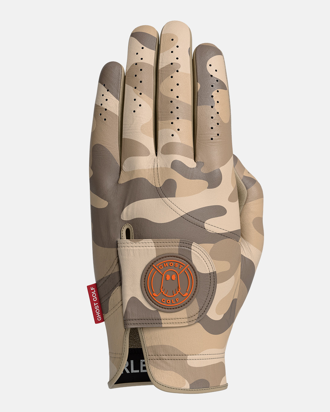 Front Product Shot of Desert Camo Glove with Ghost Emblem Patch #color_desert-camo