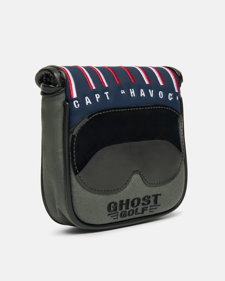 Front Product Shot of G-Suit Primary Mallet Putter Cover with Ghost Golf Logo and captain havoc embroidered 