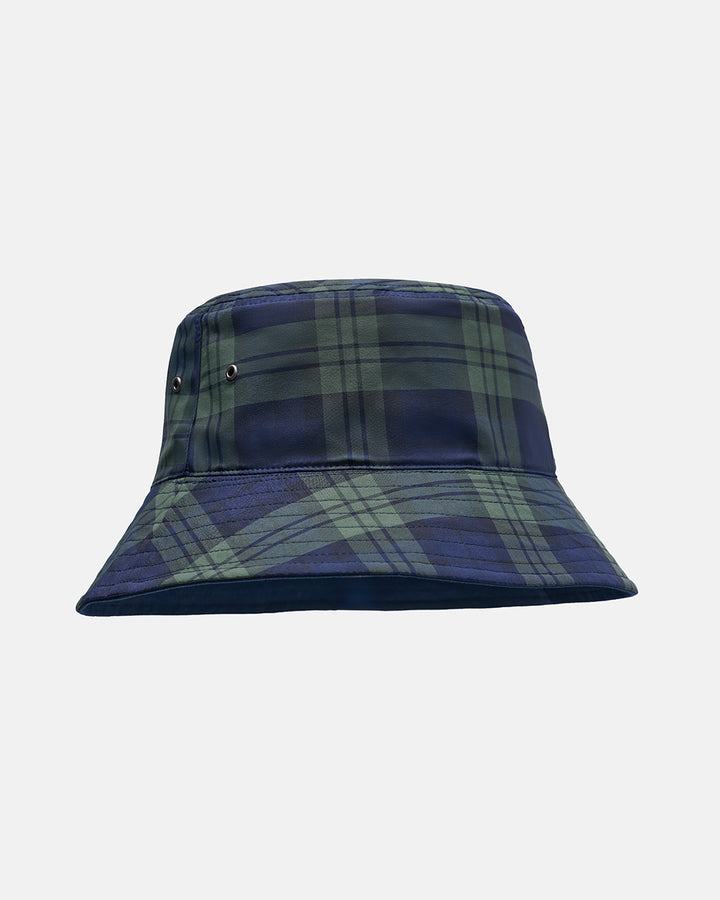 Back View Product Photo of Plaid-Dark Navy GG Spectator Bucket Hat #color_plaid-dark-navy