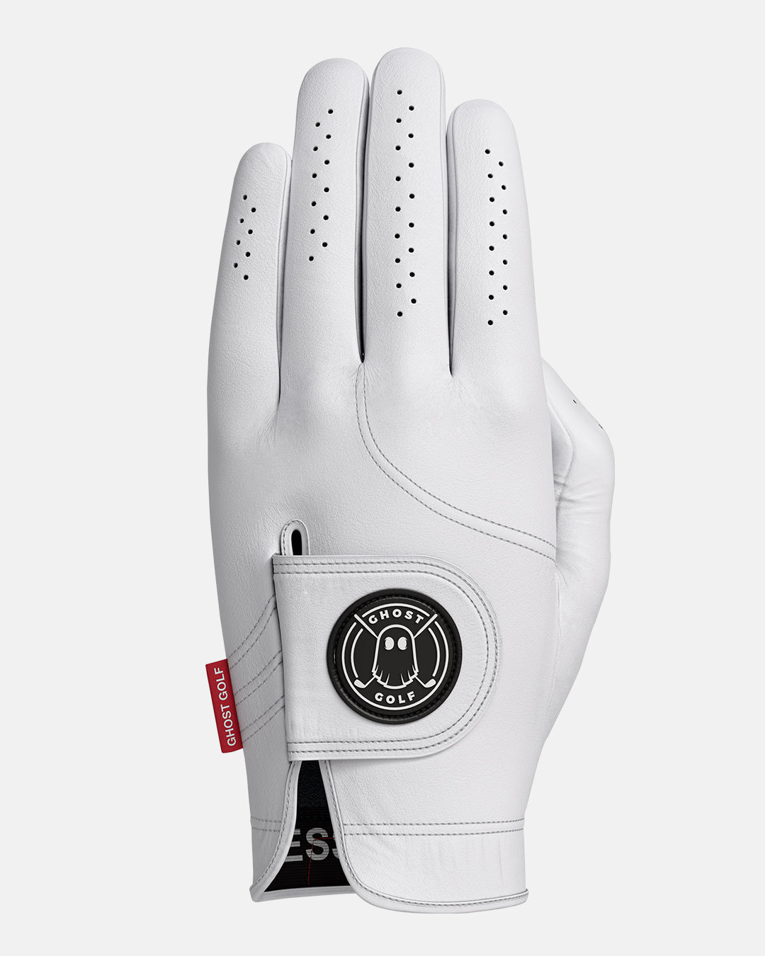 Front Product Shot of White Glove with Ghost Emblem Patch #color_white