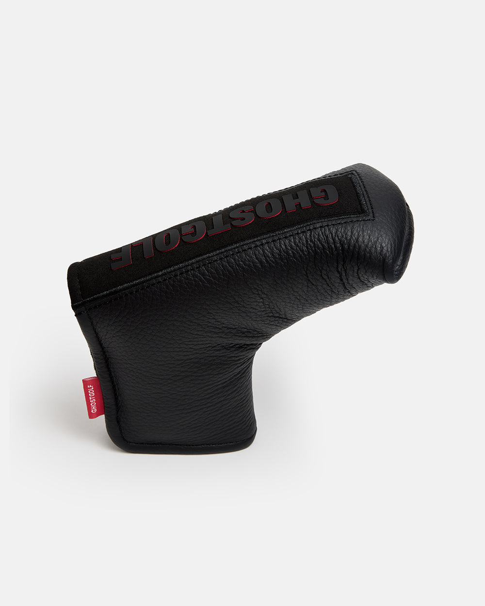 Left View of Ghostgolf Blackout Blade Putter Cover with the logo ghost golf on top #color_black