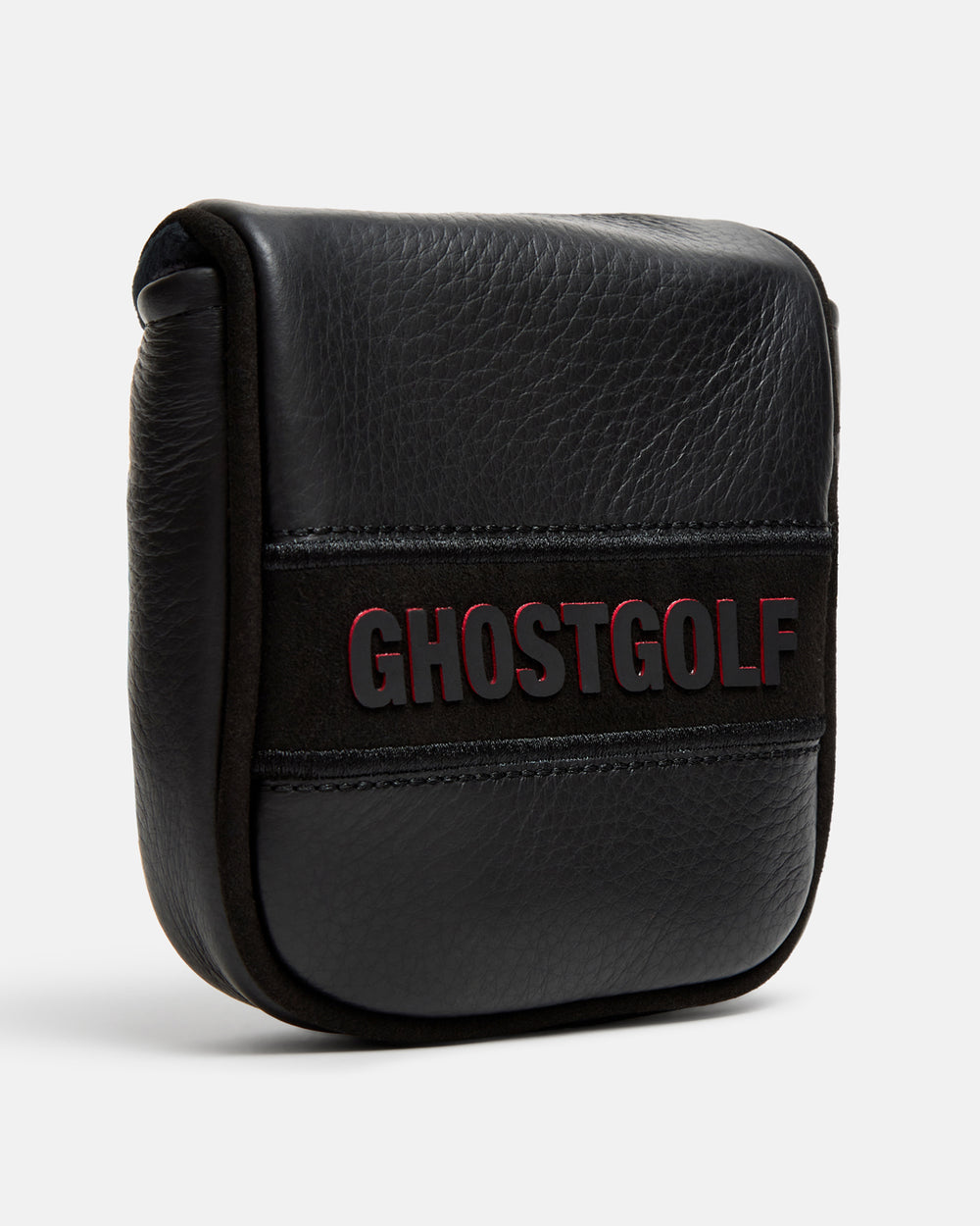 Three Quarter View Product Shot of Ghostgolf Blackout Mallet Putter Cover with the the logo ghost golf in the middle #color_black