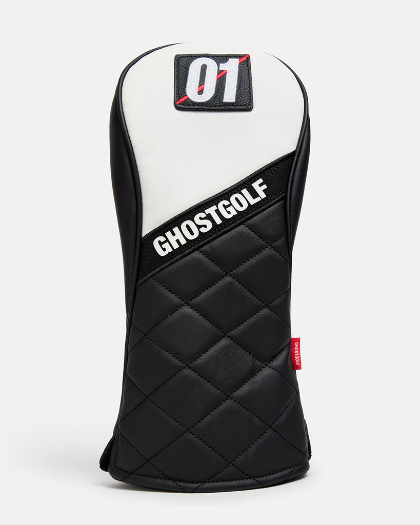GRIDLINE Headcover - White/Black | Premium PU Leather | GHOSTGOLF