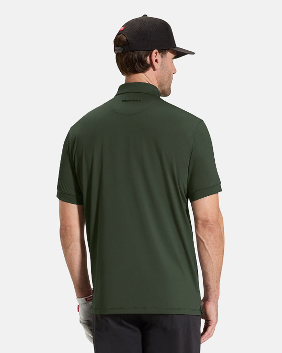 Performance Polo_Back_Olive_Male Model #color_olive