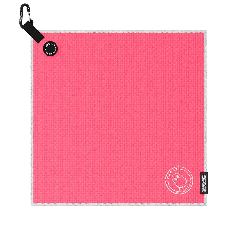 Greenside Towel with Magnet Patch and Carabiner. Hot Pink