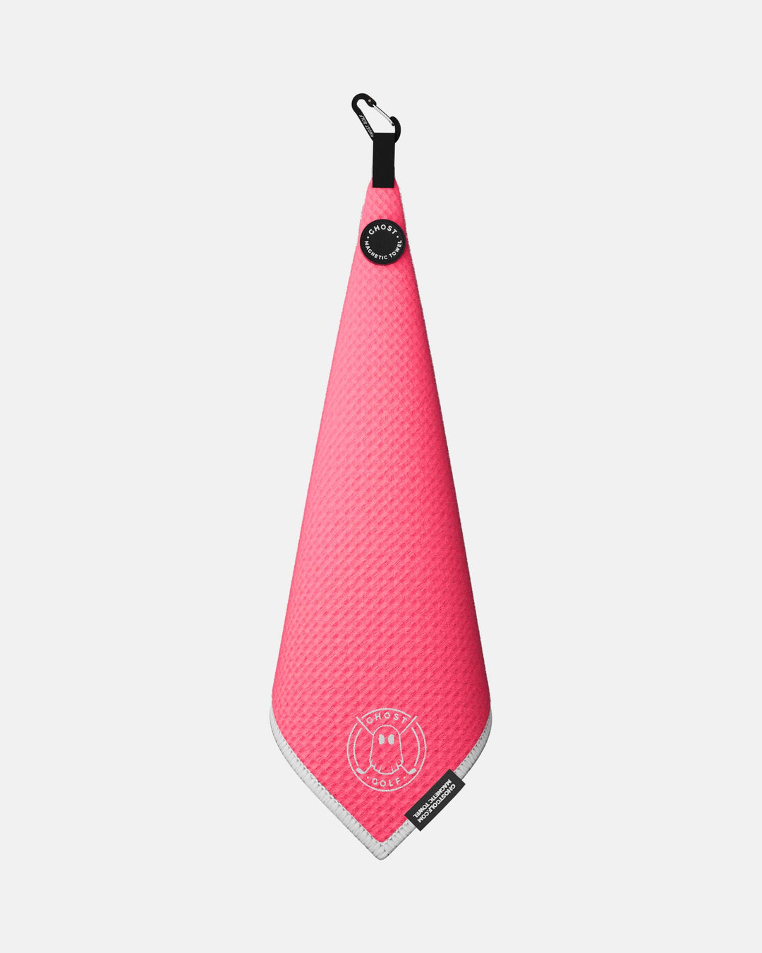 Greenside Towel with Magnet Patch and Carabiner. Hot Pink