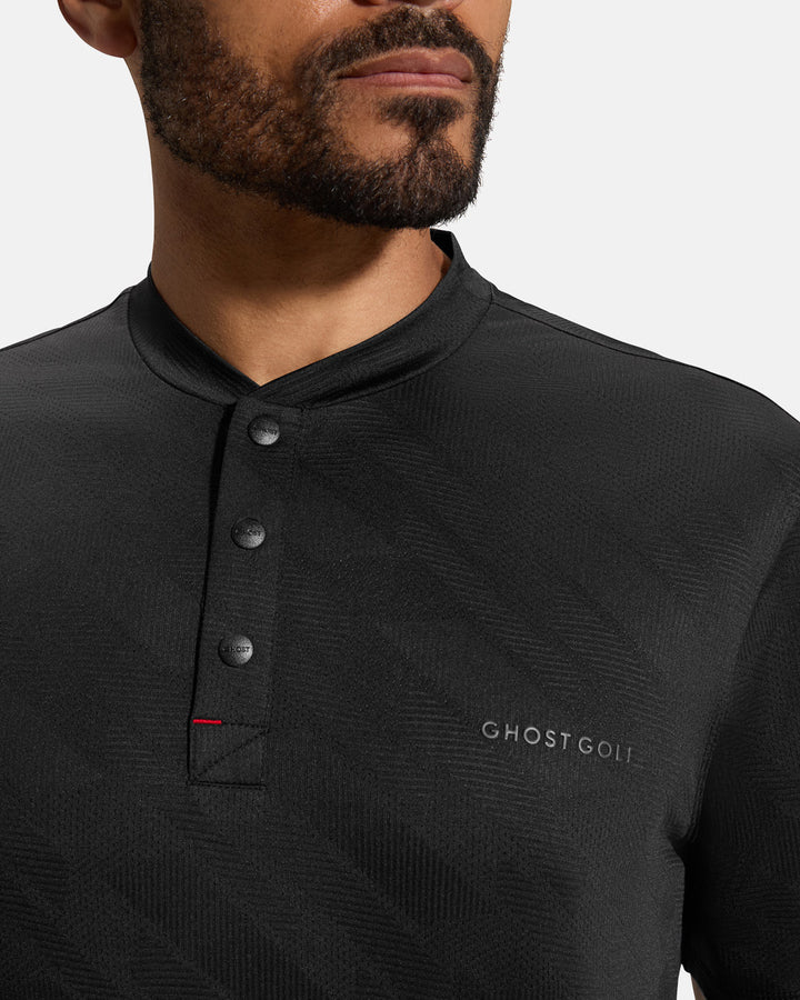 Pinnacle-Banded-Polo-Black-Closeup #color_black