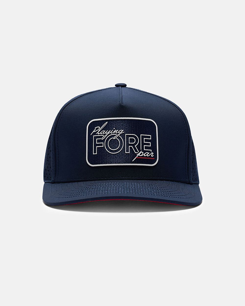 Front View Product Photo of Dark-Navy Playing Fore Par Hat with Playing Fore Par Emblem in Center #color_dark-navy