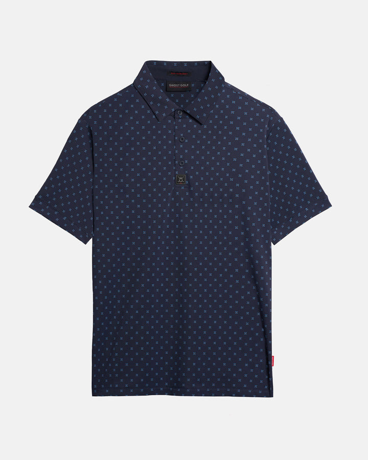 Front Product Shot of Navy Qualifier Geo Polo #color_navy