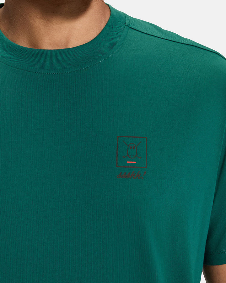 Quiet-Please-T-Shirt-Teal-Closeup #color_teal-green