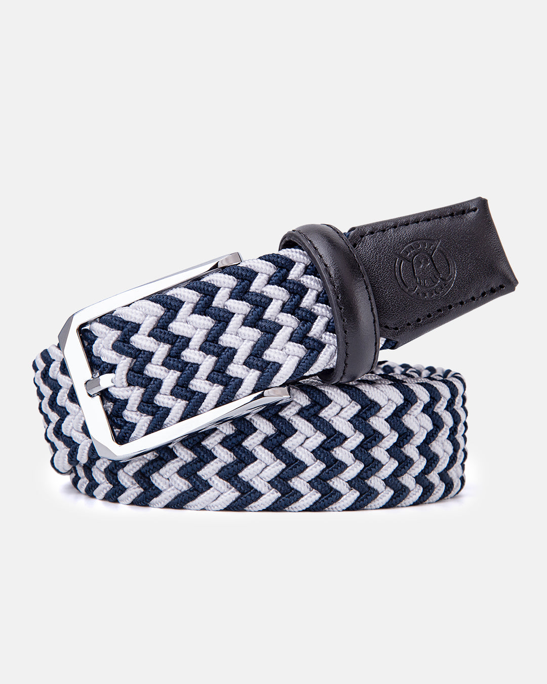 Ghost Golf Rory Belt Navy/Off-White Belt with Steel Buckle and Black Leather tail