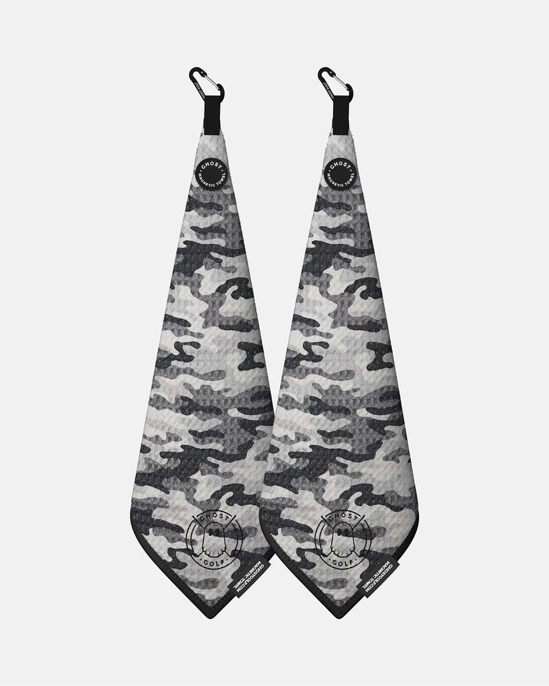 2 Greenside towels with Magnet Patch and Carabiner. Color Snow Camo