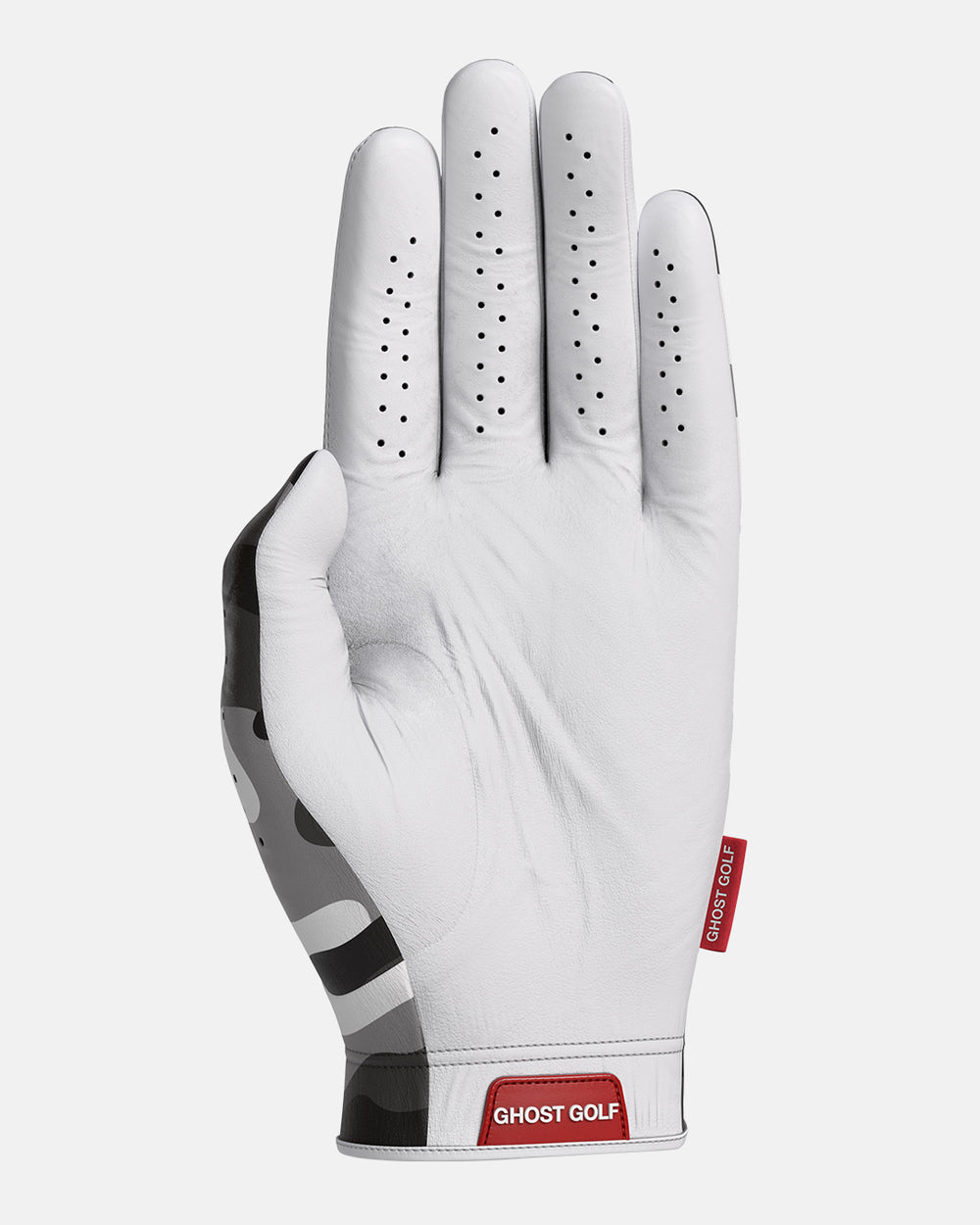 Back Product Shot of Snow Camo Glove with Ghost Emblem Logo at the bottom of Glove #color_snow-camo