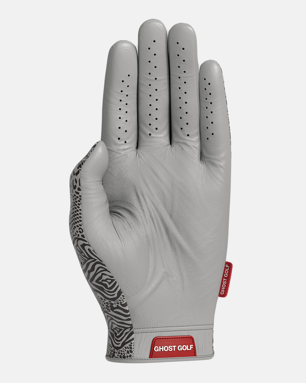 Back Product Shot of Snow Leopard Glove with Ghost Emblem Logo at the bottom of Glove #color_snow-leopard