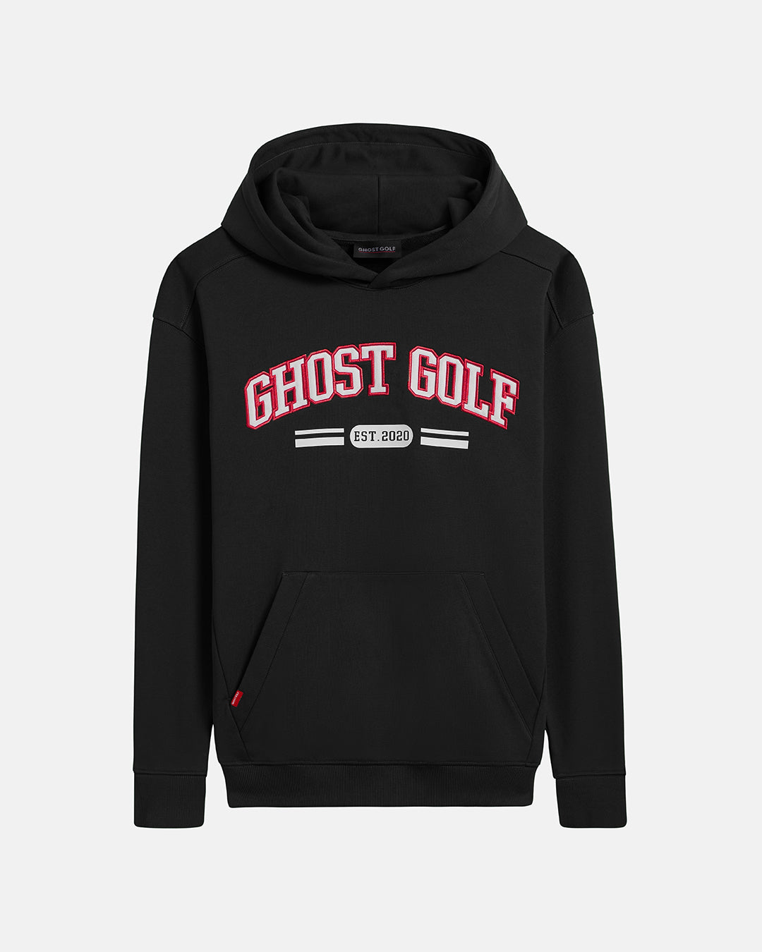 Front View Product Photo of Black Spectator Dormie Hoodie with Ghost Golf #color_black