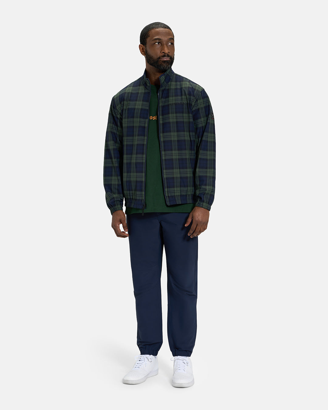 Hooded Zip Shell Jacket, Plaid Navy / XXXL Hooded Zip Shell Jacket, Plaid Navy / XXXL