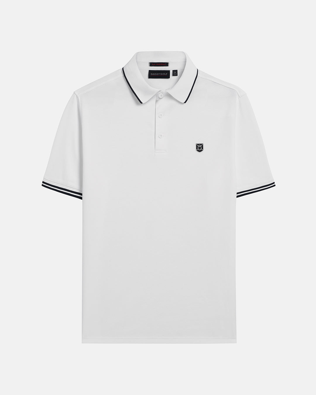 Front View Product Photo of White Spectator Tipped Collar Polo #color_white