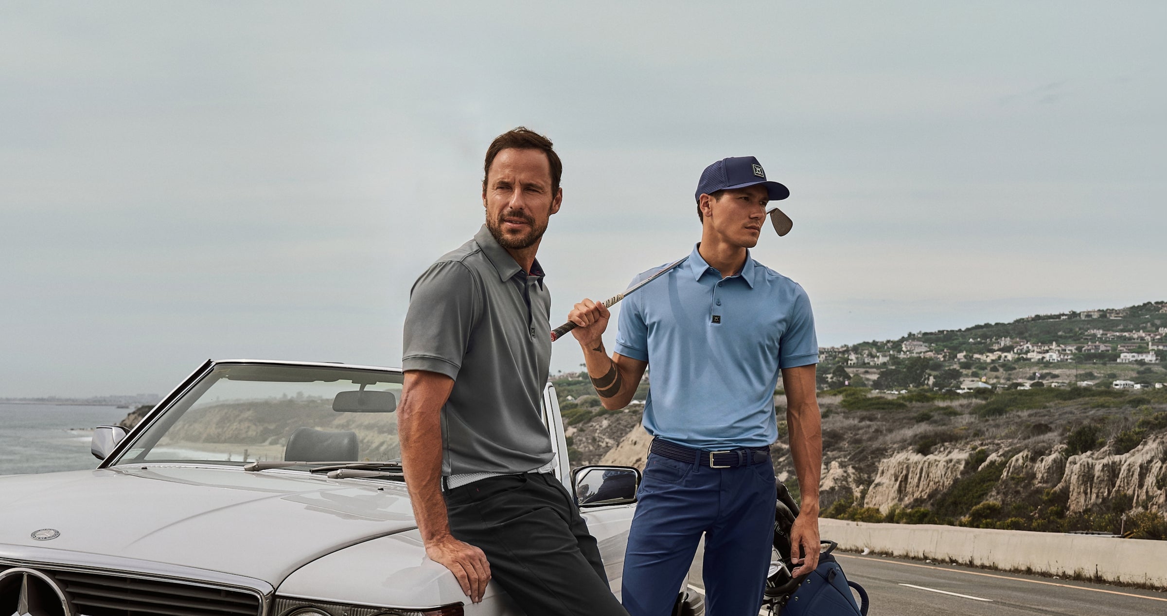 Web_-_Polo_Collection_Banner_Header_2 Male Models Wearing Blue and Grey Polos