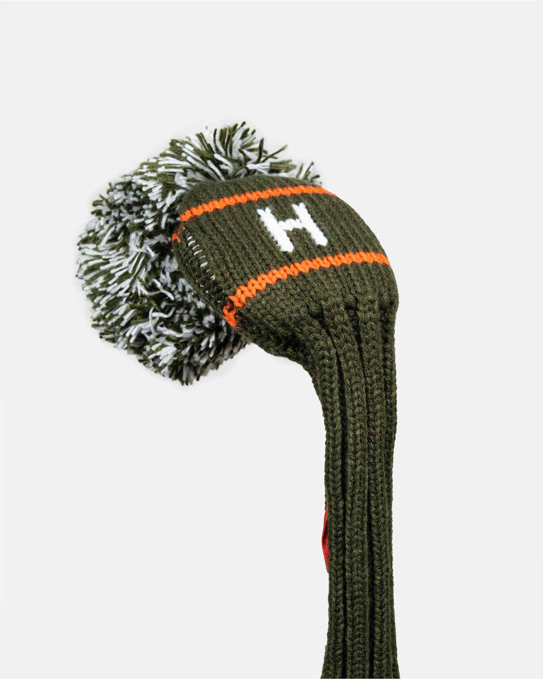 Ghost Golf Knit Head Cover Olive Green with Orange Stripe Hybrid H