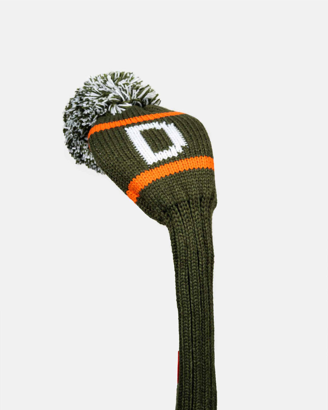 Ghost Golf Knit Head Cover Olive Green with Orange Stripe Driver D
