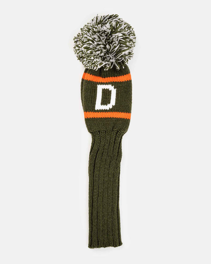 Ghost Golf Knit Head Cover Olive Green with Orange Stripe Driver D