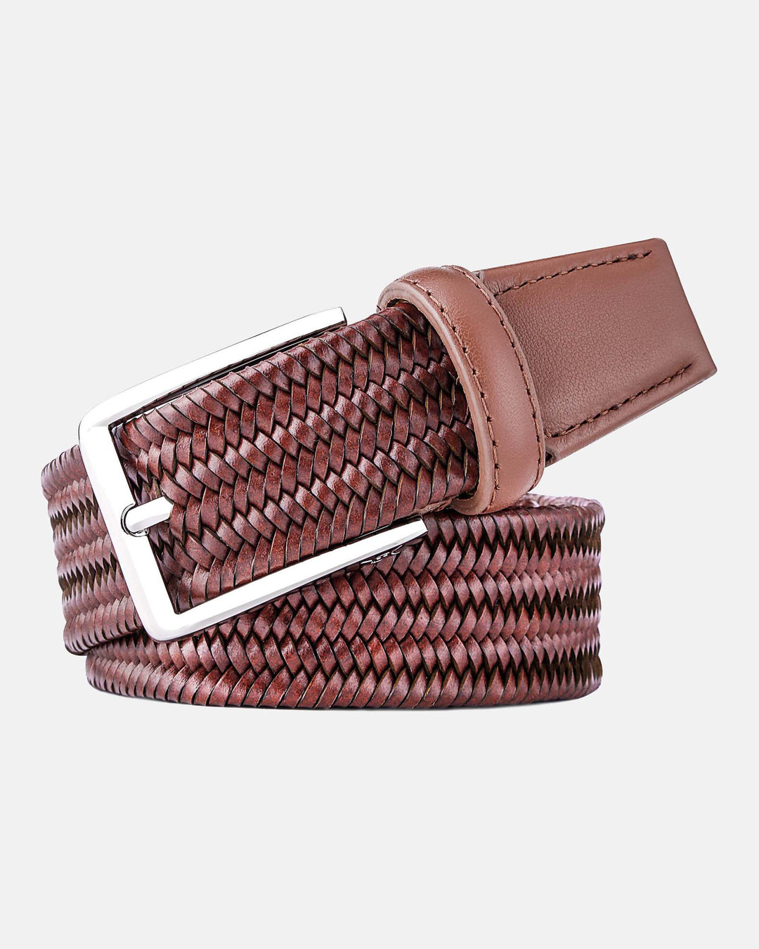 Tan Brown Regenerated Italian Leather Belt with Custom Steel Buckle