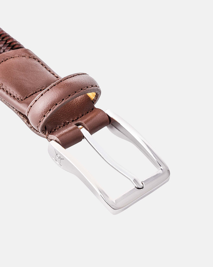 Tan Brown Regenerated Italian Leather Belt with Custom Steel Buckle