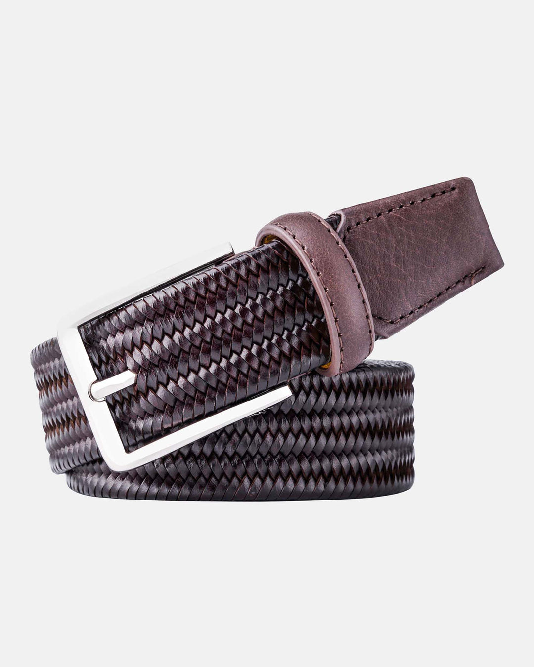 Dark Brown Regenerated Italian Leather Belt with Custom Steel Buckle