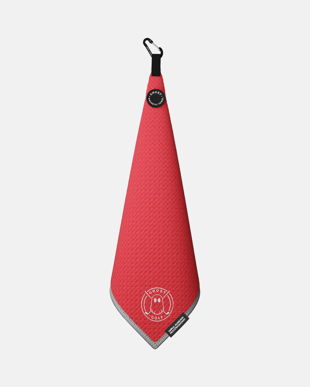 Greenside Towel with Magnet Patch and Carabiner. Red.