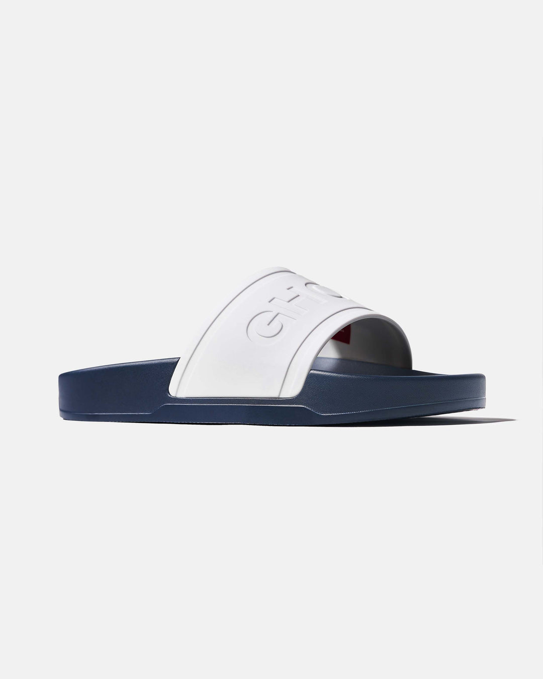 Navy and White Slides Footwear